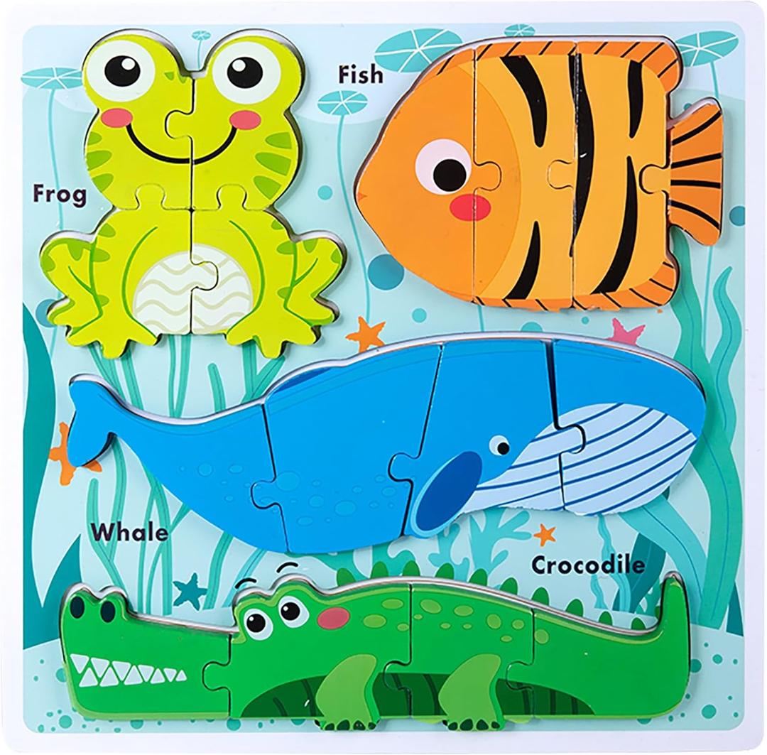 Montessori Wooden Toddler Puzzles, Educational Gift Jigsaw Puzzle for Toddlers 1-3 Year Old,Learning Toys for Ages 2-4 Boys Girls Kids