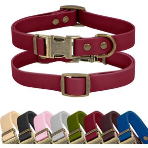 Wisedog Rubber Dog Collar for  Dogs - Waterproof Dog Collar with Quick Release Metal Buckle Easy to Clean Puppy Collar for Outdoor Use, Burgundy(S:10"-14")