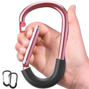 SURDOCA Stroller Hooks, Large Stroller Hooks for Bags, Universal Stroller Clips and Hooks, Mommy Hook for Stroller Heavy Duty, Stroller Accessories for Mom (All Pink)