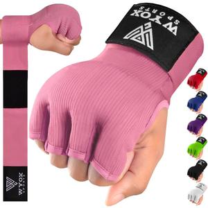 WYOX Gel Boxing Hand Wraps Inner Gloves for Men & Women  80cm Quick Wrist Strap, Padded Knuckle Support, Fingerless MMA Muay Thai Kickboxing Wraps for Training, Punching & Martial Arts (Small - Medium, Pink)