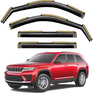 in-Channel Window Rain Guards Compatible with Jeep Grand Cherokee (Not for L) 2022 2023 2024 2025, Vent Visors Window Visors Extra Durable Window Deflectors Vent Shades Car Accessories-4 pcs