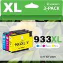 933XL Ink Cartridges Combo Pack Replacement for HP 933 Ink, High Yield for HP OfficeJet 6600 6700 6100 7110 7610 7612 7510 Printers (Cyan, Magenta, Yellow, 3-Pack)