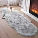 Faux Fur Rug for Bedroom, Gray Fluffy Rug Soft Sheepskin Runner Rug Sofa Couch Seat Cushion, 2x6ft Grey Plush Area Rug Shag Rugs Floor Carpets for Nursery Bedside, Cute Shaggy Fuzzy Home Decor