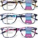 Progressive Multifocus Reading Glasses for Women Blue Light Block Computer Readers Stylish Spring Hinge Eyeglasses, Magnification Strength: 2.75 x