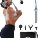 2-in-1 Detachable Massage Gun with Extension Handle, Back Massager for Pain Relief Deep Tissue, Handheld Muscle Massager for Neck Arm Shoulder Lower Back Thigh Waist,Gifts for Women Men,Grey