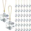 XunYee 36 Pcs Crystal Glass Christmas Balls Ornaments, 1.18" Mini Hanging Crystal Prism Xmas Tree Decorations Pendants for Home Wedding Birthday Party Holiday Decorations(Clear,Snowflake Style)