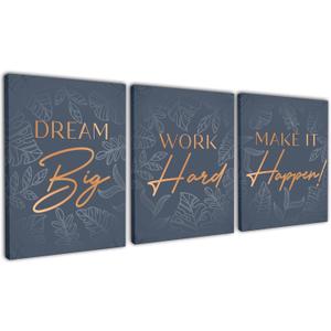 Inspirational Wall Dcor for Office, Bedroom, Living Room - 3pc Motivational Poster Set - Framed Canvas - 12.5 x 15 Inch Wall Art Inspirational Wall Dcor for Office, Bedroom, Living Room - 3pc Motivational Poster Set - Framed Canvas - 12.5 x 15 Inch Wall Art