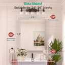 TokeShimi 24x32 Mirrored Medicine Cabinet Recessed or Wall Mount, Aluminum Tempered Silver Bathroom Medicine Cabinet with Mirror with Stepless Adjustable Storage Metal for Modern Farmhouse