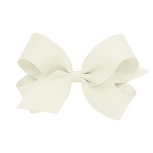 Wee Ones Girls' Plain Wrap Classic Grosgrain Hair Bows on a WeeStay No-Slip Hair Clip, Handmade, Large, Antique White