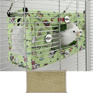 Large Spring Summer Breathable Bird Nest House, Zipper Design On The Back for Easy Cleaning, Conure Bed for Inside or Outside The Birdcage (Rectangle-Green,S)