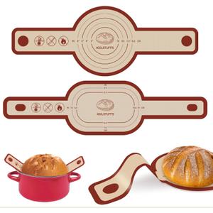 Silicone Bread Sling for Dutch Oven, 2 PCS Red Non-Stick & Reusable Bread Baking Mat with Extra Long Handles, Easy and Safe Sourdough Transfer, Dishwasher Safe Baker's Tools, Round and oval