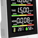 Air Quality Monitor Indoor,8-in-1 Smart Air Quality Tester with CO2, TVOC, HCHO, AQI, Temperature & Humidity, Real Time Display, Battery Powered, for Home & Office (White)