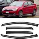 Window Visor for 2008-2011 Ford Focus Sedan(Not fit Hatchback), Out-Channel Rain Guards Shields Vent Deflector Shade Wind Dark Smoke for 08-11 Focus, Tape-On Outside-Mount, 4PCS