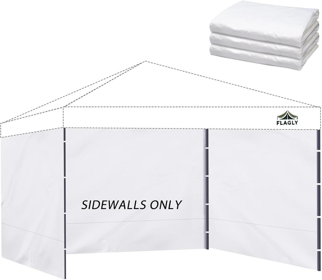 Instant 3pcs Canopy Sidewalls for 12x12 Pop Up Canopy Tent, 300D Waterproof Material for Outdoor Events, Vendor Booths, and Privacy (Sidewalls Only, Canopy Not Included)(White, 12x12ft-3pcs)