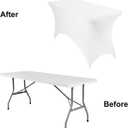 Spandex 4ft Waterproof Table Cover for Party,Wedding, Banquet, and Events(White)