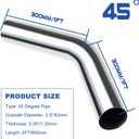 2.5" OD Stainless Steel Pipe Mandrel Bend, 45 Degree 2FT Length, T304 Stainless Steel Pipe Tubing Tube Piping Universal
