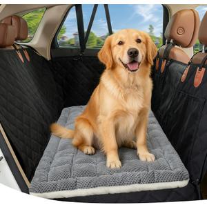 Zanch Thick Supportive Dog Car Bed for Car Backseat, Soft Non-Slip Travel Car Blanket Seat Cover with Joint Protection, Fits SUVs, Trucks & Backseat Extenders [Grey, 52.36"24.8"]