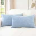 CaliTime Throw Pillow Covers Decorative 12 X 20 Inches Pack of 2 Cozy Chenille Cushion Cases for Couch Sofa Bed Living Room Home Baby Blue
