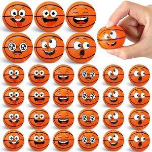 24 Pcs Mini Face Basketball Stress Balls for Boys Girls Face Fidget Toys Bulk Foam Balls for Stress and Anxiety Relief Balls for Party Favors Birthday Gift Decoration