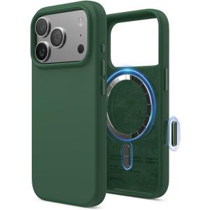 elago for iPhone 17 Pro Case, Premium Magnetic Silicone Case, Compatible with MagSafe, Liquid Silicone Material, Protective Cover, Shockproof, Slim Phone, 6.3 inch (Alpine Green)