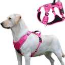 Pink Dog Harness with Airtag Holder, No-Pull Tactical Service Dogs Vest with Handle, Escape Proof Freedom Outdoor Easy Walk Jacket with Back Front Clip for Small Medium Large Breeds,M
