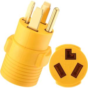 Kanayu Dryer Adapter Compatible with Nema 14-30p to 10-30r, 4 Prong to 3 Prong Adapter Convert 14-30p Plug to 10-30r Receptacle, 220v 30 Amp 4p Newer House Outlet to 3p Older Dryer (Yellow)