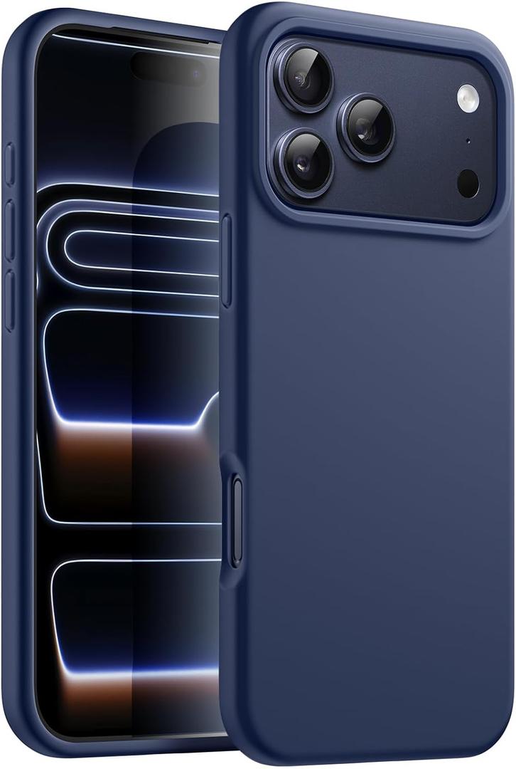 JETech Liquid Silicone Case for iPhone 17 Pro 6.3-Inch, Silky Soft Touch Full-Body Protection, Anti-Scratch Shockproof Phone Cover with Microfiber Lining (Dark Blue)