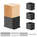 4 Pcs Post Base,Post Brackets(Actual 5.6"x 5.6"), Heavy Duty Black Metal Powder-Coated Thick Steel Post Anchor Outdoor for Support Deck Base Plate, Fence Kit,Mialbox Post Mount