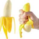 1Pcs Banana Squeeze Prop Fake Banana Stretchy Fidget Tool Novelty Stress Relief Funny Peeled Fake Banana Fruit Stress Tool Halloween Christmas Party April Fool's Day Decorate