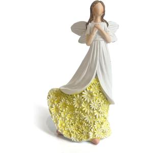 Sunflower Figurine Gifts for Women, Encouragement Memorial Bereavement Angel Sculpture from Mom to Daughter, Birthday Art Angels Statue Decoration (Willowy Pray White)