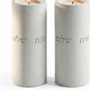 SURI Shabbat Candle Holders Set Modern Judaica Gift and Jewish Holidays Concrete Dripless Candle Holders, Short & Tall Minimalist Jewish Home Decor Shabbos Candles Holders for Tea Lights
