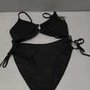 Blooming Jelly Womens Sexy 2 Piece Bikini Sets Cheeky High Cut Bathing Suit Color Block Textured U-Wire Swimsuits 2026, Medium (Black)