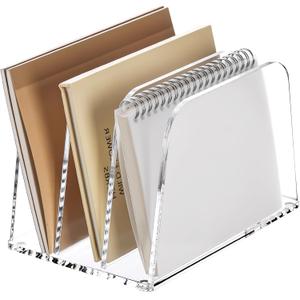 YUXUN Clear Acrylic Desktop File Sorter Organizer,Upright File Organizer, 3-Section Bookshelf for Home Office & Classroom