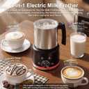 Milk Frother, 16.9 OZ Milk Frother and Steamer, 4 in 1 Electric Milk Frother Dishwasher Safe Durable Silent Frother for Coffee Hot and Cold Foam Maker (Black Stainless)