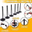 Geiserailie 12 Pack Crowd Control Stanchions, Plastic Stanchions Poles with 5FT Black Plastic Chain Crowd Control Barriers with Fillable Base Traffic Delineator Posts for Parking Lot Construction Cone
