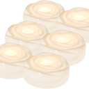 Aignis 6pcs Flameless LED Floating Candles, White Rose Plastic Tealights Battery Operated, 120+ Hours Glow Time, Cozy Light for Romantic Pool/Bathtub/Hot Bath/Wedding Centerpiece Decor(D2.83*H1.42)