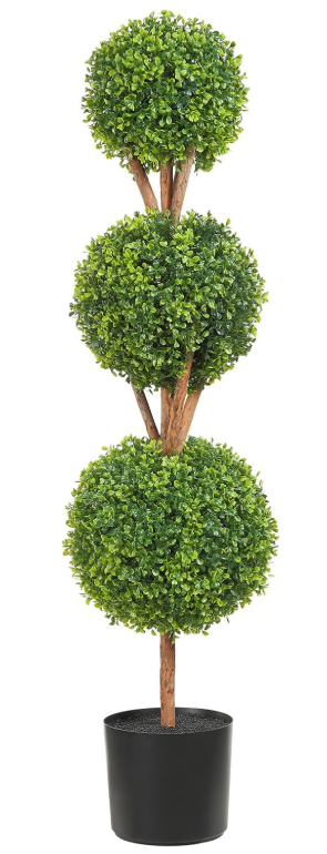 VEVOR Artificial Boxwood Topiary Tree, 48 inch Tall, Triple Ball-Shaped Faux Topiary Tree, Green Faux Plant with Replaceable Leaves & Pot for Decorative Indoor/Outdoor/Home/Office, Pack of 1