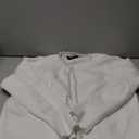 ZESICA Women's Open Front Cardigan Sweater 2026 Spring Casual Knitted Long Sleeve Pearls Trim Outerwear Coat Trendy Clothes White Medium