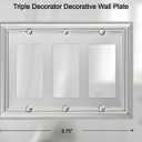 OKAWYC Triple Decorator Light Switch Cover Adler Metal Wall Plate, 2-Pack Brushed Nickel 3 Gang Triple Rocker, for Receptacle Dimmer Switch GFCI Outlet, Switch Cover Decorative Wallplate, Durable