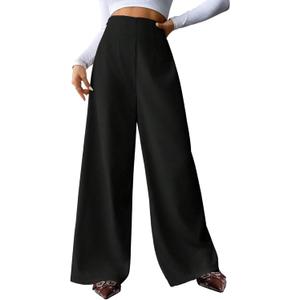 GORGLITTER Women's Wide Leg Dress Pants High Waisted Business Casual Trousers Dressy Work Office Pants Black Medium (Black, M)