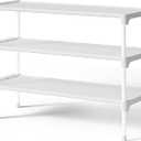 Kitsure Shoe Rack - Premium Non-Woven Shoe Rack Shelf, Shoe Organizer for Closet, Entryway, Garage & Corridor, Sturdy & Durable Long Stackable Shoe Shelves, Medium, White