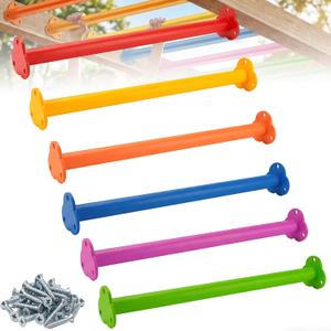 BiJun 16.5 inch Monkey Bars Kit for Backyard Outdoor Indoor Ladder Rungs | 6 Pack 6 Color Steel Climbing Rungs,300lbs load for indoor backyard jungle gym treehouse playroom climbing accessories