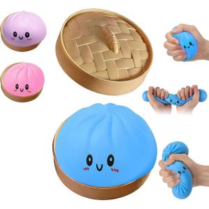 Flashing Dumplings,Soft and Cute Flashing Dumpling Toy,Dumpling Stress-Relieving Ball,Elastic Tabletop Toy,Soft and Squeezable Stress-Relieving Dough (Blue)