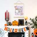 FDHSPAAM Coquette Bow Halloween Ghost Wall Art Decor, Preppy Halloween Decor, Spooky Season Cute Ghost Bats Spider Web Wall Art Posters for Girls Room Bedroom Dorm Apartment, 12x16 Inch (Ghost and Letters)