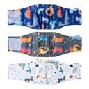 Pet Soft Dog Belly Band - 3 Packs Reusable Dog Diapers Male Doggy Diapers Wraps - Washable Dogs Belly Bands for Male Dogs (Dino, XS)