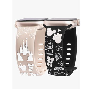 2 Packs Cartoon 3D Raised Band Compatible with Apple Watch Band 49/46/45/44/42/41/40/38mm Women Two-Tone Cute Soft Silicone Sport Strap for iWatch SE Series 10/9/8/7/6/5/4/3/2/1/Ultra(1/2)