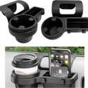 2 PCS Car Window Multifunctional Storage Organizer, Vehicle Door Side Hanging Storage Rack with Cup Holder, Auto Window Mount Organizer for Cell Phone Earphone Key Water Cup