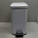 Homie Soft Close, Slim Trash Can 3.2 Gallon with Anti - Bag Slip Liner and Lid, Use as Mini Garbage Basket, Slim Dust Bin, or Decor in Bathroom, Restroom, Kitchen, or Bedroom (Shiny White)