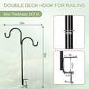 2 Pack 35 Inch Deck Railing Shepherd Hooks for Christmas Lights
Outdoor Lanterns & Wreaths, Double Arm Metal Hanging Pole with Adjustable Clamp for Porch, Patio, Balcony and Garden