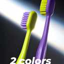 Medium Soft Toothbrush for Adults | Ultra-Dense Rounded Bristles | Gentle on Gums | Deep Plaque Removal | Whiter Smile | Suitable for Braces | 2 Pack Multicolor (Green + Purple)